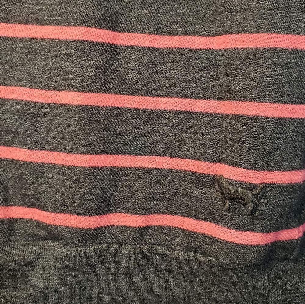 PINK By VS Striped Long Sleeve Oversized Tee Shirt - Picture 4 of 6